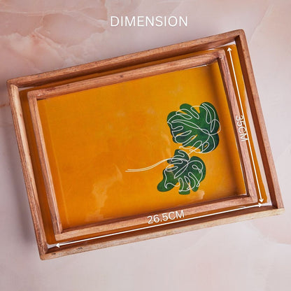 Mustard Monstera Tray Duo - Set of 2