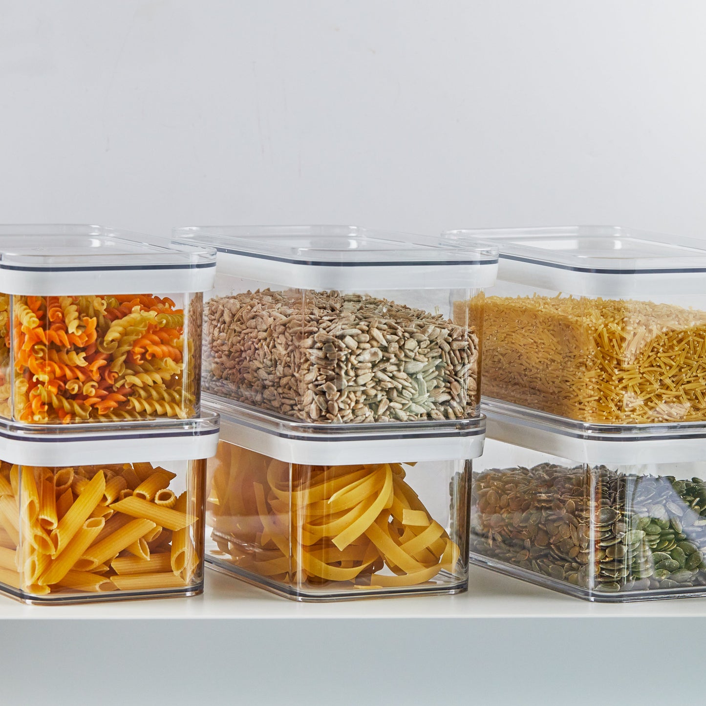 Set of 6 | Stackable Airtight Food Storage Containers with Transparent Lids 900 ml