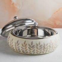 Ivory White Mother of Pearl Inspired Casserole – 3.5L | Handcrafted Insulated Elegance