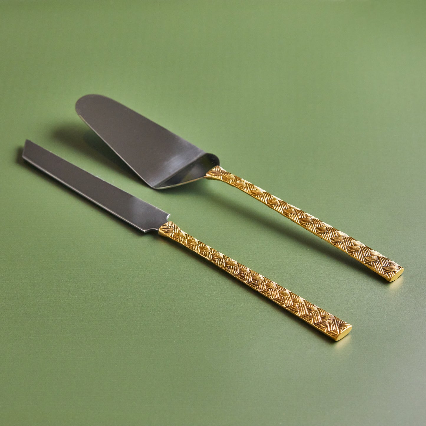 Handcrafted 2-Piece Brass Cake Knife & Server Set