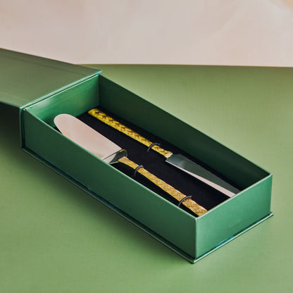 Handcrafted 2-Piece Brass Cake Knife & Server Set