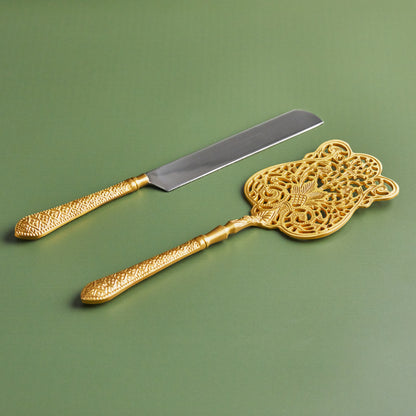 Handcrafted Antique Style 2-Piece Brass Cake Knife & Server Set