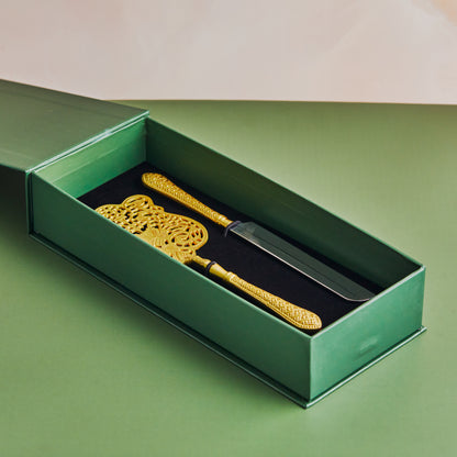Handcrafted Antique Style 2-Piece Brass Cake Knife & Server Set