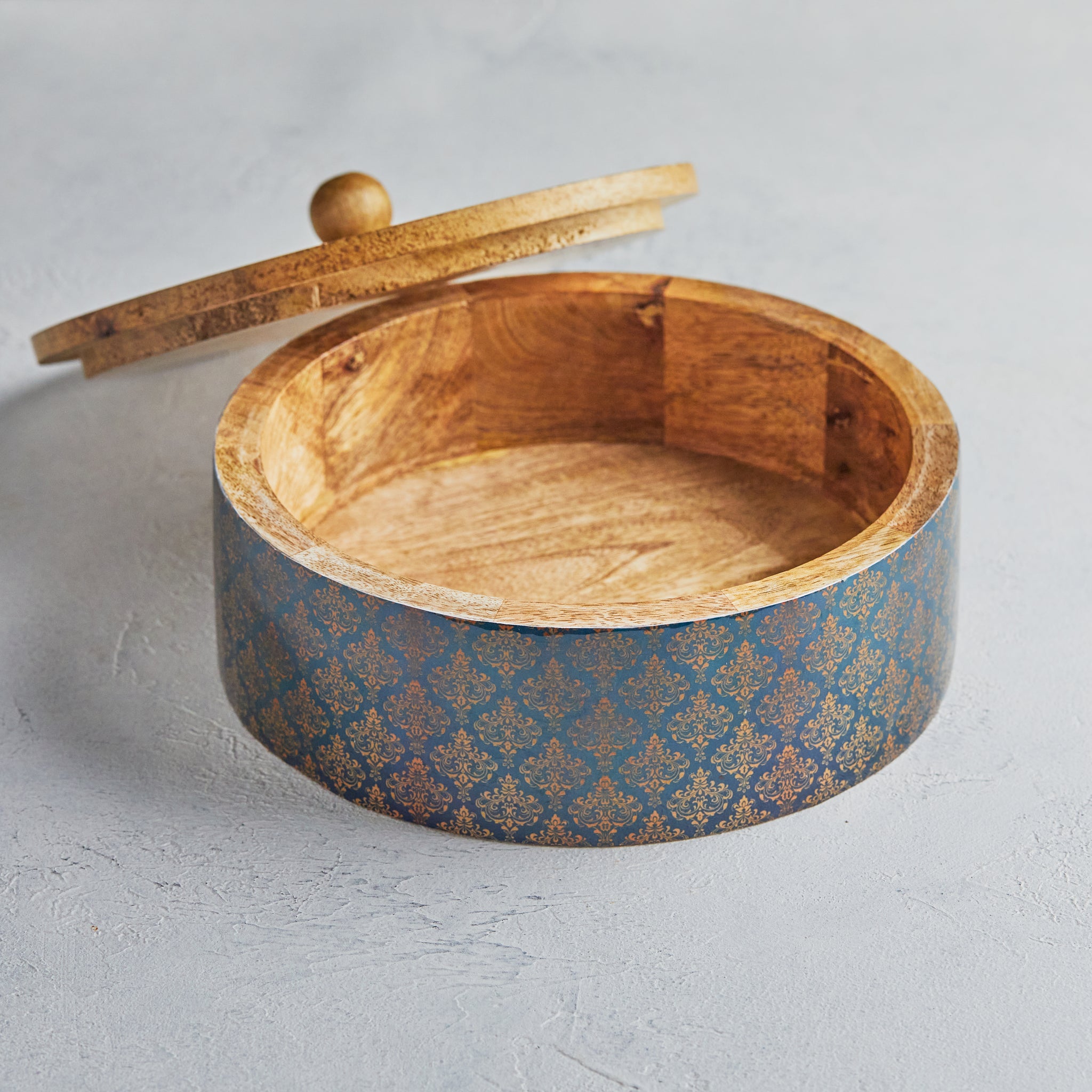 Handmade Wooden Roti Box – Blue Base | Traditional Storage, Elevated S ...