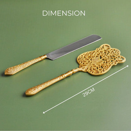 Handcrafted Antique Style 2-Piece Brass Cake Knife & Server Set
