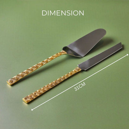 Handcrafted 2-Piece Brass Cake Knife & Server Set