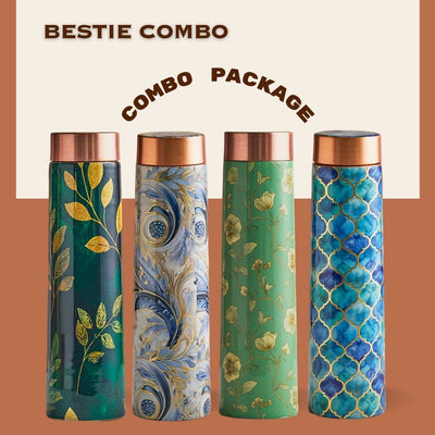 Family Combo 1 - 4 Ayurvedic Pure Copper Bottles 950 ml each