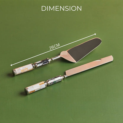 Opaline Aura – Mother of Pearl Cake Knife & Server Duo