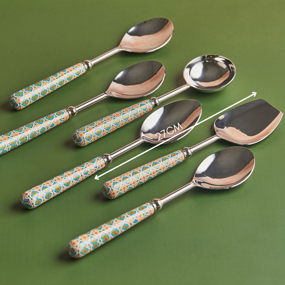 Turquoise Bloom | Premium 6-Piece Serving Set