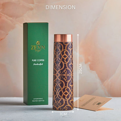 Majestic Motif Handcrafted Pure Copper Bottle – 800 ML