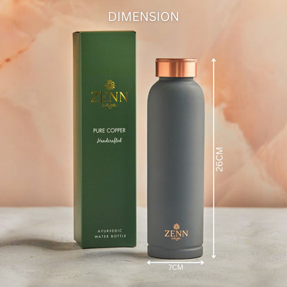 Ayurvedic Satin-Finish Grey Pure Copper Bottle – 900 ML