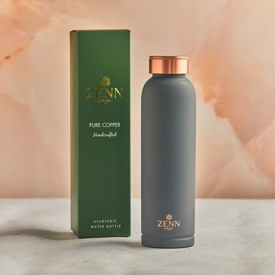Ayurvedic Satin-Finish Grey Pure Copper Bottle – 900 ML