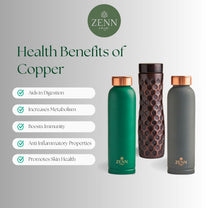 Ayurvedic Satin-Finish Grey Pure Copper Bottle – 900 ML