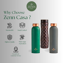 Ayurvedic Satin-Finish Grey Pure Copper Bottle – 900 ML